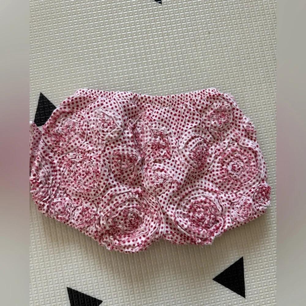 Biscotti|Vintage style Baby girl Red Polka Dot matching set,diaper cover & top•